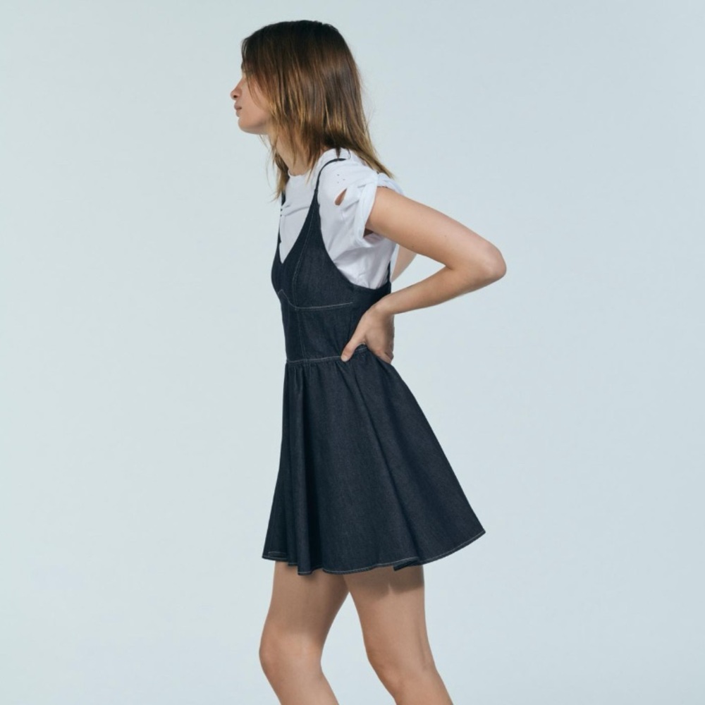 NEW! Zara Denim Pinafore Dress - Picture 3 of 10